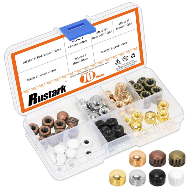 Rustark 70Pcs 7 Colors M5 Cap Nut Assortment Kit Ceiling Lamp Screw Nut
