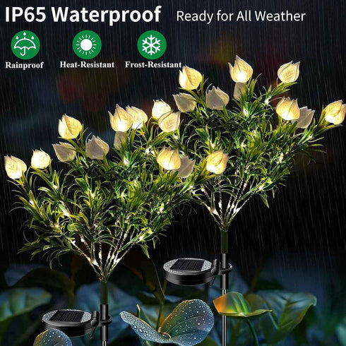 7 2 Pack Solar Garden Lights, Heads Gardenia Colorful Flower Light Waterproof Solar Outdoor Lights for Yard Pathway