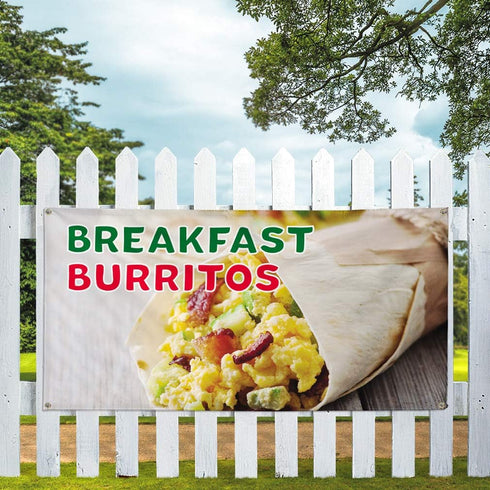 Sign Destination 4 Grommets 24x36Inches Vinyl Banner Multiple Sizes Breakfast Burritos Advertising Printing C