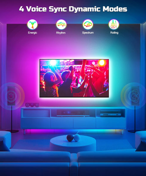 23ft 75-100 inch,RGB TV LED Backlight, TV LED Lights for TV Backlight Behind,USB Strip Lights Behind TV, Color Changing