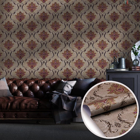 Y9839 Damask Peel and Stick Wallpaper, 17.7" x 9.8ft, Removable Contact Paper for Furniture, Shelf Liner