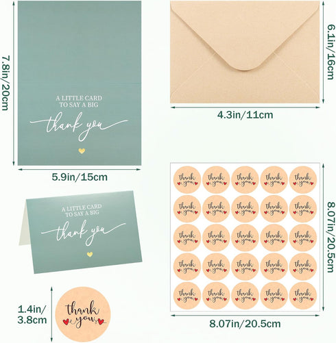 Yimomoyi 50 5.9x3.9 Inches Pk Thank You Cards, Thank You Cards & Notes with Envelopes | Pefect for Baby Shower Wedding