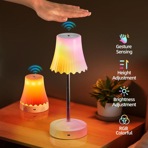 Bubbleimage 7 3 Dimmable Gesture Sensing Night Light with Height Adjustable Pole, Color Changing & RGB Modes Table Lamp