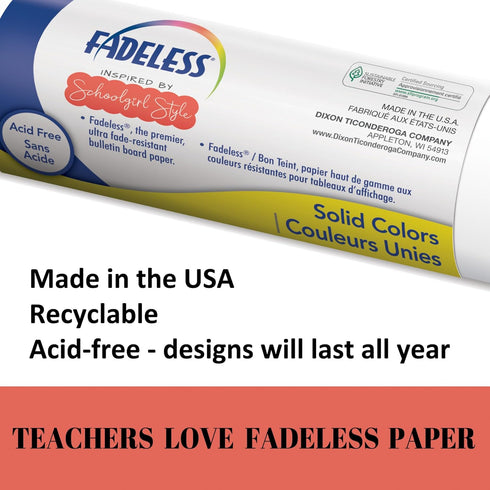Fadeless Bulletin Board Paper, Fade-Resistant 48” x 12' Paper for Classroom Decor, Graffiti Wall Roll