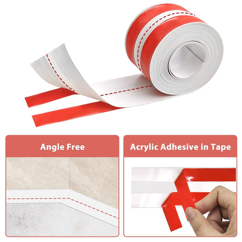 SNAILGARDEN 2 Rolls Bath Sealant Strip, Acrylic Adhesive Caulk Strip with 2-Strips Tapes, Waterproof Sealant Tape with 2Pcs Caulking Tools for Bathroom,Kitchen,Toilet,Wall Corner