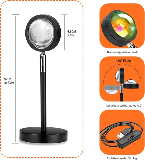 Spacenight Sunset Dimmable, Sunset Lamp Projector Multi-Color Multi-Mode, Timing, Music Rhythm, Background Wonderful