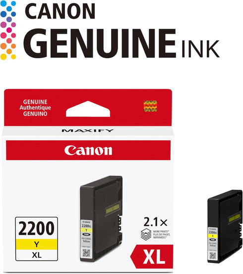 Canon PGI-2200XL IB4120, MB5420, MB5120, IB4020, MB5020, MB5320 Ink Genuine Yellow Ink Tank, Compatible