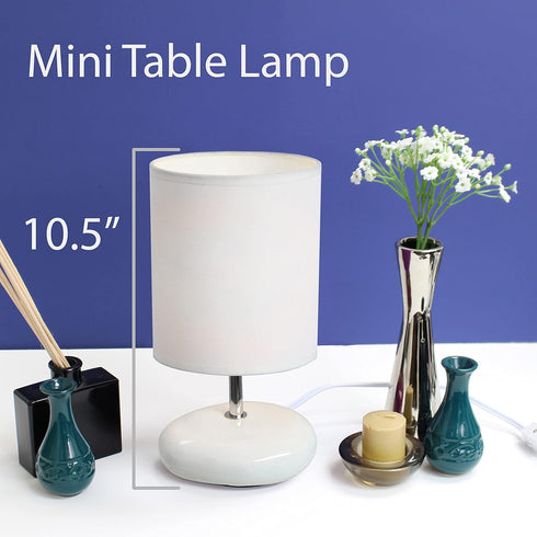 LT2005-WHT 1 Count (Pack 2), Simple Designs Stonies Small Stone Look Desk Bedside Table Lamp, of White