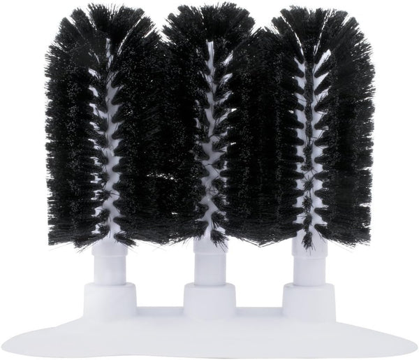Royal Industries 3-Brush Manual Glass Washer, Plastic Base with Nylon Bristles, 9-3/4" Long x