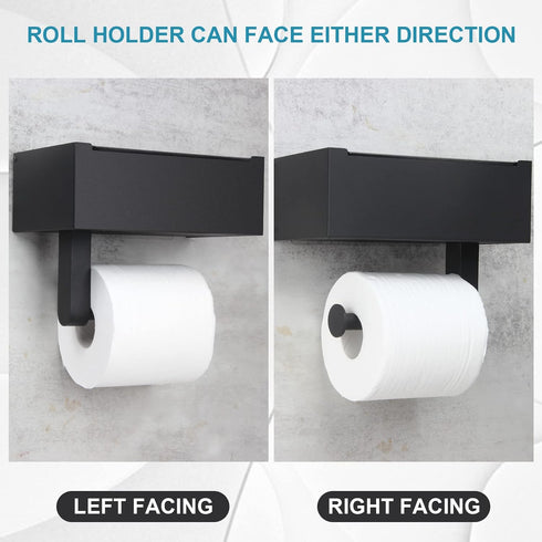 Toilet Paper Holder with Shelf,Wall Mount Wipes Dispenser & Storage for Bathroom,Keep Wet Wipes Hidden,Stainless Steel
