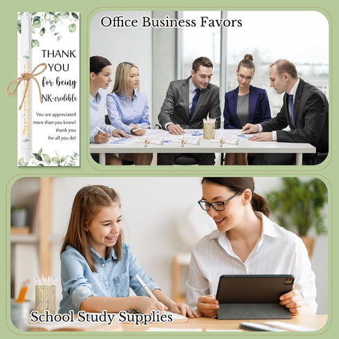 Fulmoon 50 Sets Employee Appreciation Gifts - Thank You Sign Ballpoint Pens with Greeting Cards for Teacher Office Staff