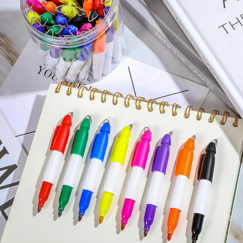 Ctosree 80 Pcs Mini Permanent Markers with Golf Keychain Clips for Nurses Badge, Fine Point Markers