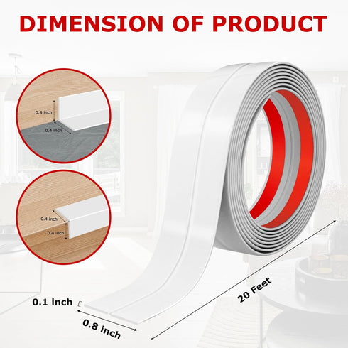 Flexible Wall Corner Protector Moulding Trim, Peel and Stick Self Adhesive Wall Guards for Edge Corner (White, 0.8 in x
