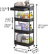 Calmootey 4-Tier Rolling Utility Cart with Drawer, Multifunctional Storage Organizer for Kitchen, Bathroom, Living