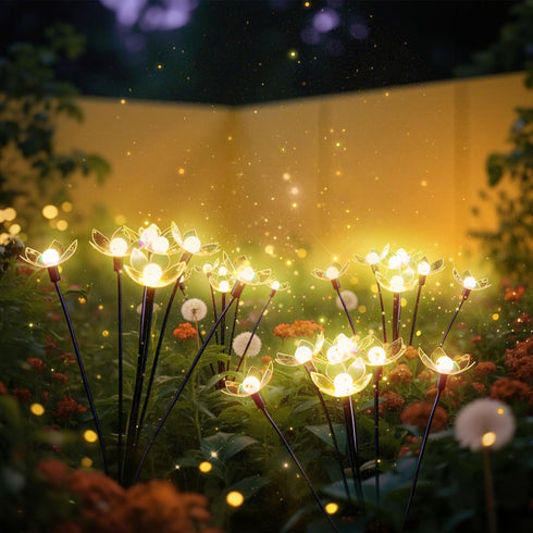 SRNPMIU Solar Lights Outdoor, Solar Firefly Swaying Light with Flower, Garden Decor Lights,