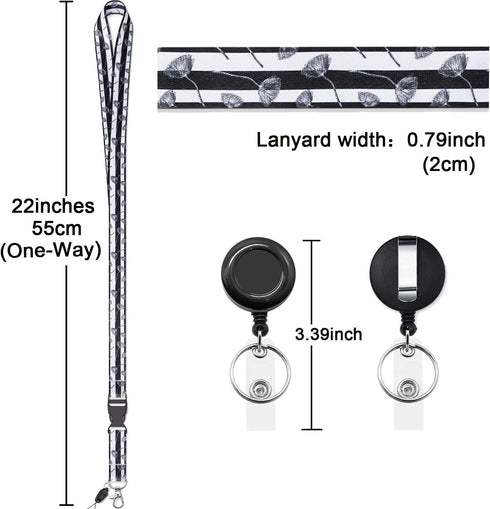 YOUOWO Black White Cruise Lanyards with Retractable Badge Reel for Office ID Badges Holder, Quick Release Neck Lanyard