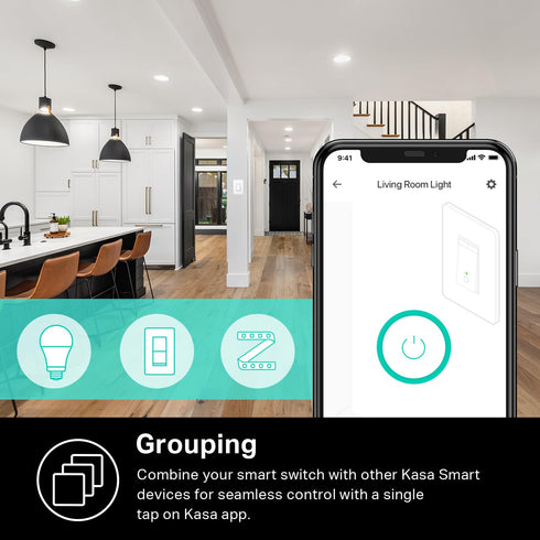 Kasa Smart Dimmer Switch HS220, Single Pole, 2.4GHz Wi-Fi Light Switch Compatible with Alexa and Google Home