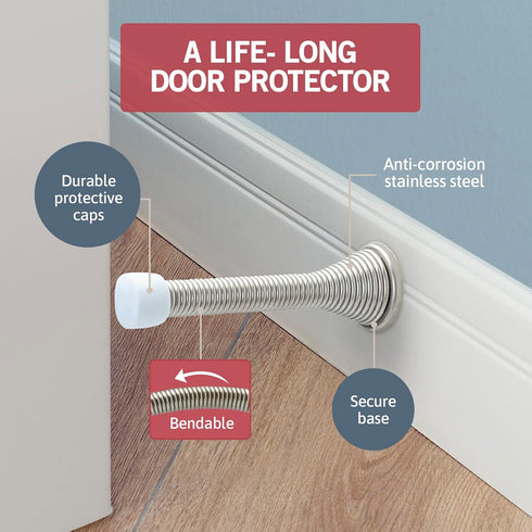 Jack N’ Drill Spring Door Stopper, 50 Pack Flexible Heavy Duty Door Stop for Home and Office