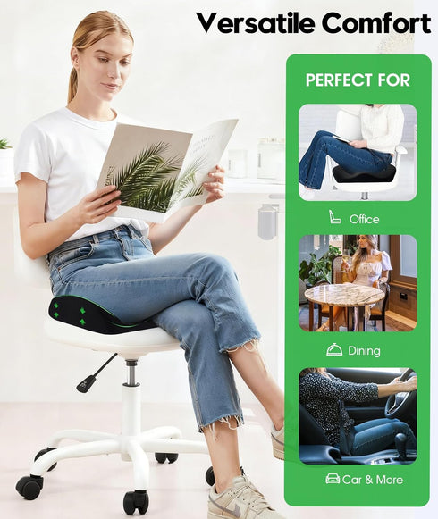 Irosiy Tailbone Premium Seat Cushion - Pressure Relief Cushion for Office Chair, Car, Wheelchair | Cool Gel Memory Foam