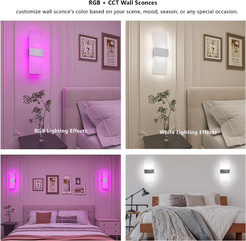 Dimmable Shell,10W Bright,1pcs Smart Wall Sconces,LED Wall Lights Works with Alexa,APP,Remote Control,Bedroom Living