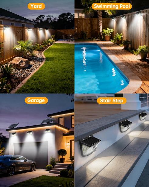 120 Reflector,270 IP65 4-Pack) Aootek New Solar Motion Sensor Lights LEDs with Lights Wide Angle, Waterproof, Step