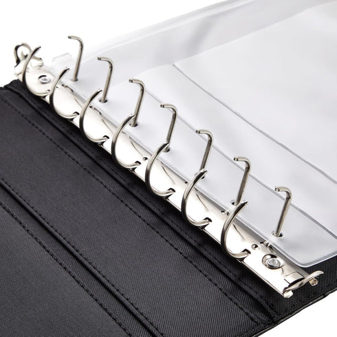 Juvale 7-Ring Business Check Binder for Checkbooks Organization, Black Faux Leather Folder for 600 Checks (14 x 10