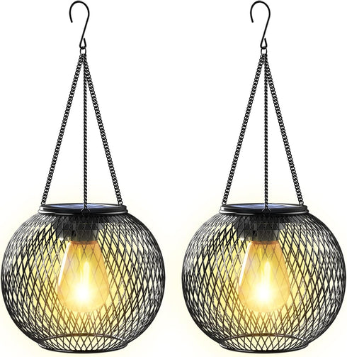 Solar Lantern Outdoor, Upgraded Hanging Lights Outdoor Garden Metal Lanterns Decorative Lighting