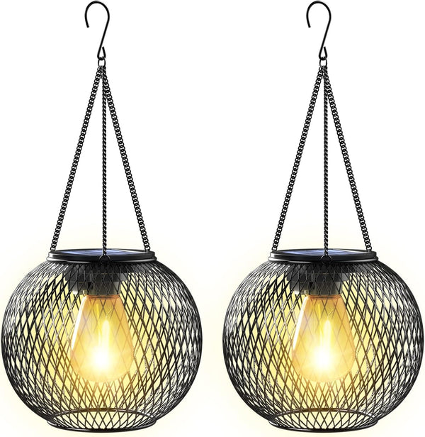 Solar Lantern Outdoor, Upgraded Hanging Lights Outdoor Garden Metal Lanterns Decorative Lighting