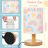 VIHOSE Rainbow Kids Table Lamp for Bedroom Kids Bedside Lamp with Linen Wooden Nightstand Cartoon Nursery Lampshade