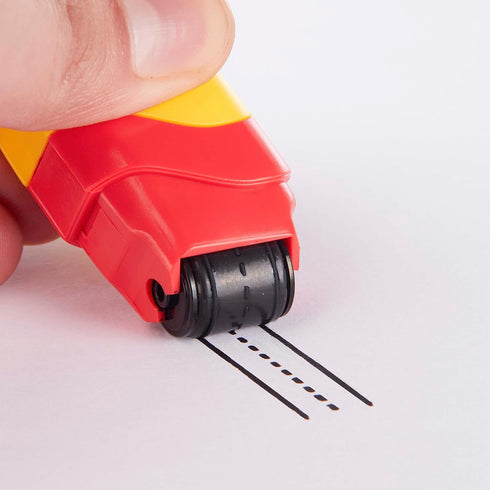 LEGILINER 3/8" Dashed Handwriting Line (Y/R) Teacher Stamp, Refillable Ink Writing Practice Roller Stamp