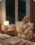 14.2" E26 Bulb STE07TL05 Small Table Lamp, Cute Little Desk Lamp, Wood Bedside Lamp with Beige Linen Lampshade & Dark