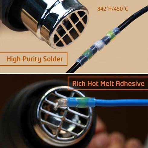 350 Pcs Solder Seal Wire Connectors Heat Shrink Butt Connectors Kit Marine Waterproof Wiring Electrical Cable Splice