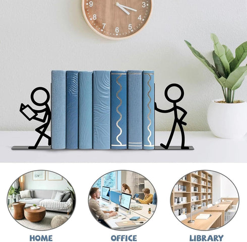 Generic 17.5x3x15cm Firmly Bookends Decorative Metal Cool Metal Decorative Bookends Secure The Books to Prevent Clutter