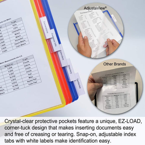 Ultimate Office AdjustaView 10-Pocket Desk Reference Organizer Add-On with Easy-Load Pockets (Colored Pockets)