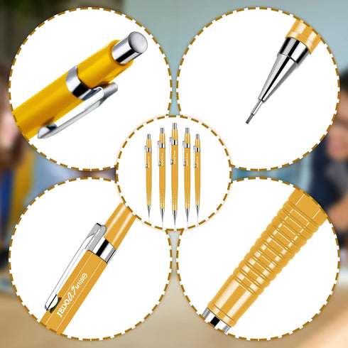 Outus 4 Pack Mechanical Pencil Automatic Drafting Pencil Set, Metal Drawing Pencils and 4 Retractable Refills for