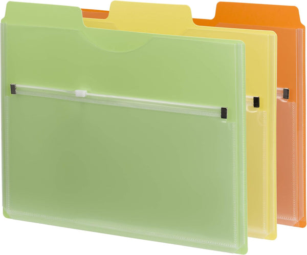 Smead Project Organizer with Zip Pouch, Assorted Colors, 1/3-Cut Tab, Letter Size, 3 per Pack (89618)