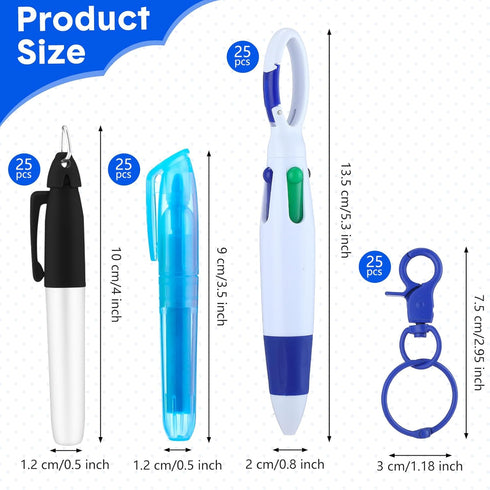 Sherr 25 Sets Mini Highlighter Nurse Pens, Retractable Shuttle Pens, Highlighter Pen, Nursing Keychain