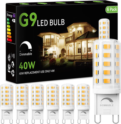 dalattin 6 Pack Dimmable G9 LED Bulb 4W Equivalent 40 Watt, 3000K