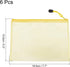 MECCANIXITY Mesh Zipper Bags, B6 Size File Document Pockets, Bill Pouch Folders for Office Home Supply, Yellow Pack of 6