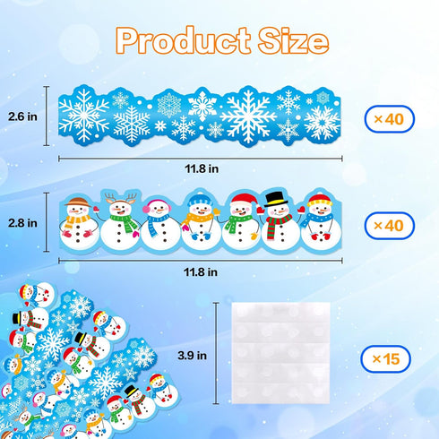Winter Bulletin Board 78.7FT Cutout Classroom Decor, Snowflake Border, Christmas Holiday Trim