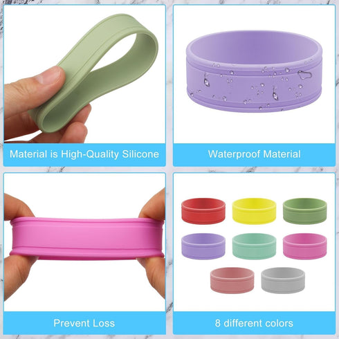 Foyods 8PCS Silicone Baby-Bottles-Labels for Daycares Writable & Bottles Label Reusable, Bottle Bands for Daycare