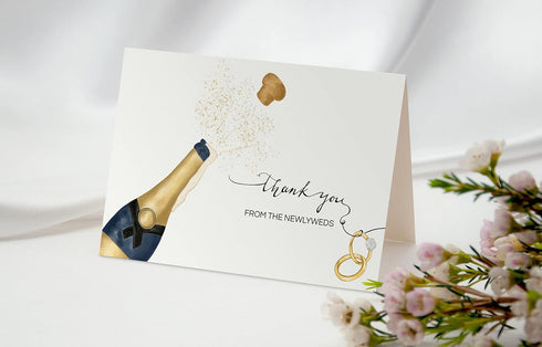 50 4x6 Heather & Willow Wedding Thank You Cards from the New Mr and Mrs | Bulk Thank You Cards with Envelopes |