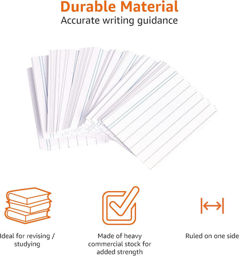 A8 (Pack 1000) Amazon Basics Ruled Index Cards - White