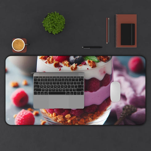 GENERIC Raspberry Parfait Desk Mat with Violet Granola and Peach Yogurt Theme - Vibrant Colors for Adults