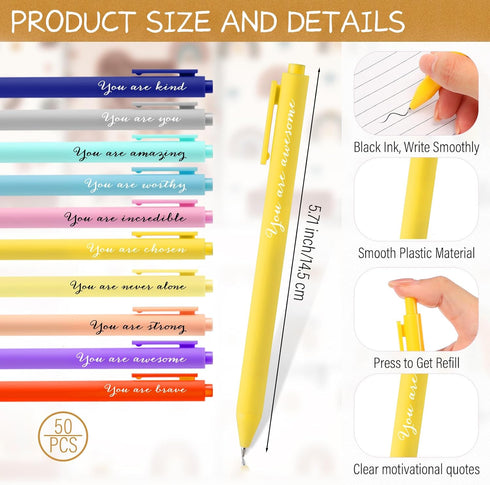 Ctosree 50 Pack Inspirational Gifts – Rainbow Pocket Notepad Notebooks with Motivational Ballpoint Pens for Back to