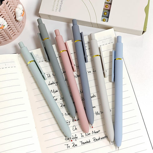 Gel Pens, 6 Pcs 0.5mm Fine Point - Smooth Writing Cute Pens, High-End Series Black Ink Pens for Journaling, Note