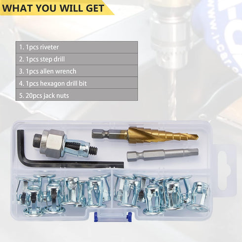 KOOPATZ 1/4-20 Jack Nut with Installation Tool Threaded Insert Petal Nuts Nutserts Jacknut Srew Anchor Spider Rivnut
