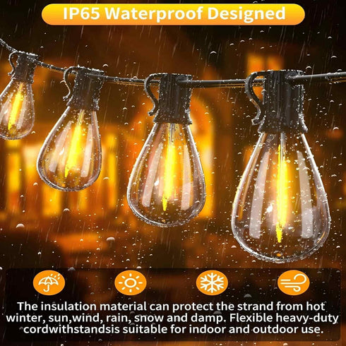 120FT 30+2 S11 Bulbs,Ultra Commercial 2700K smareal Outdoor String Lights, LED Patio Lights with Shatterproof Edison