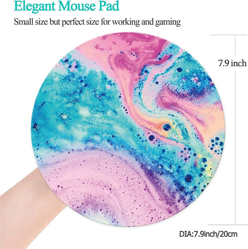 Mouse Pad, Non-Slip Rubber Base with Stitched Edge, Small Gaming Round Mouse Pad, 7.87 x 7.87 Inch