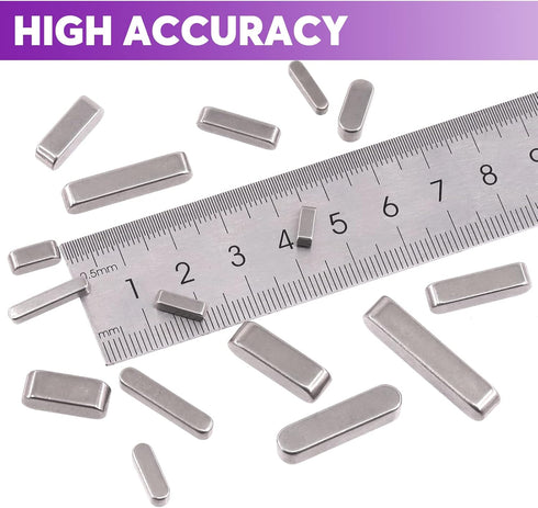 Swpeet 140Pcs 16 Sizes Stainless Steel Round Ended Feather Key Parallel Drive Shaft Keys Set